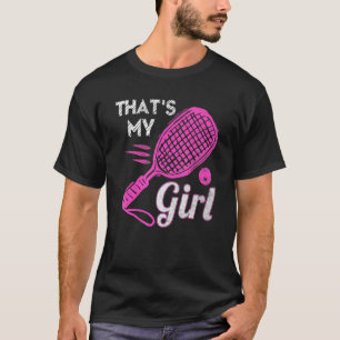 T-shirt C'est Ma Fille Squash Rose Sports De Raquette