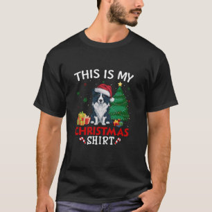 T-shirt C'est ma frontière Collie Chien Santa Hat Noël P