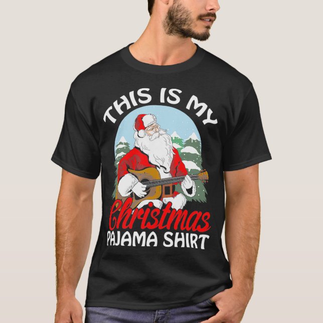 T-shirt C'Est Ma Guitare De Pajama De Noël Père Noël (Devant)