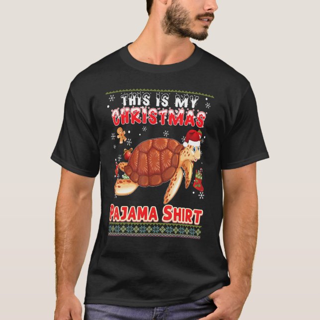 T-shirt C'Est Ma Tortue De Pyjama De Noël Douleur Laide M (Devant)