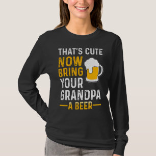 T-shirt C'est mignon Obtenez votre grand-père Une bière Mi