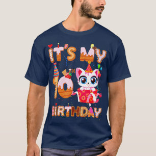 T-shirt C'est mon 10e anniversaire fille drôle Chat Annive