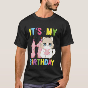 T-shirt C'est mon 11e anniversaire Fille Ragdoll âgée de 1