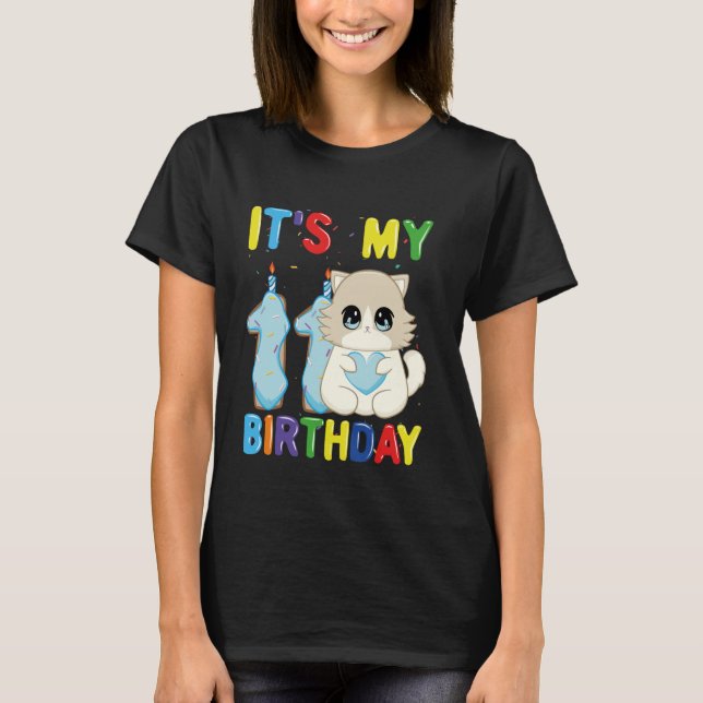 T-shirt C'est mon 11e anniversaire garçon 11 ans Ragdoll C (Devant)