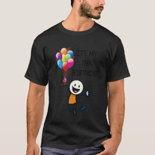 T-shirt C'est mon 11e anniversaire ! Personnage bâton heur