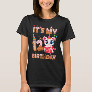 T-shirt C'est mon 12ème anniversaire fille chat anniversai