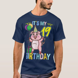 T-shirt C'est mon 19e anniversaire mignon porc 3303