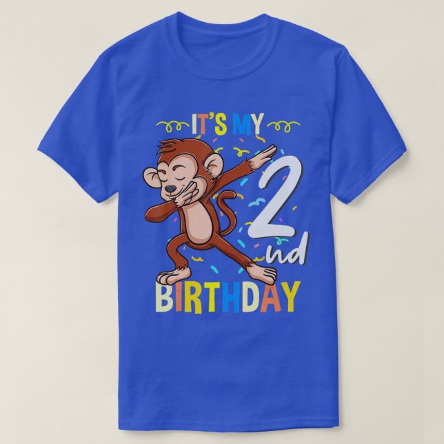 T-shirt C'est mon 2e anniversaire Dabbing Singe Animal (Design devant)