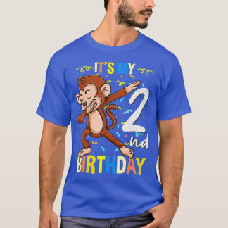 T-shirt C'est mon 2e anniversaire Dabbing Singe Animal
