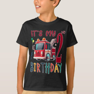 T-shirt c'est mon 2e anniversaire garçon pompier Enfants