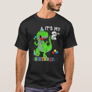 T-shirt C'est mon 2e anniversaire Joyeux 2 ans Dinosaur Re