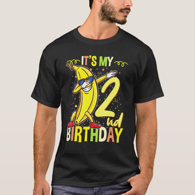 T-shirt C'est mon 2ème anniversaire Dabbing Banana (Devant)