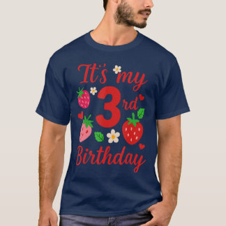 T-shirt C'Est Mon 3E Anniversaire Cute Strawberry Thémé Bi