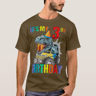 T-shirt C'est mon 3e anniversaire Monster Truck Dinosaur B