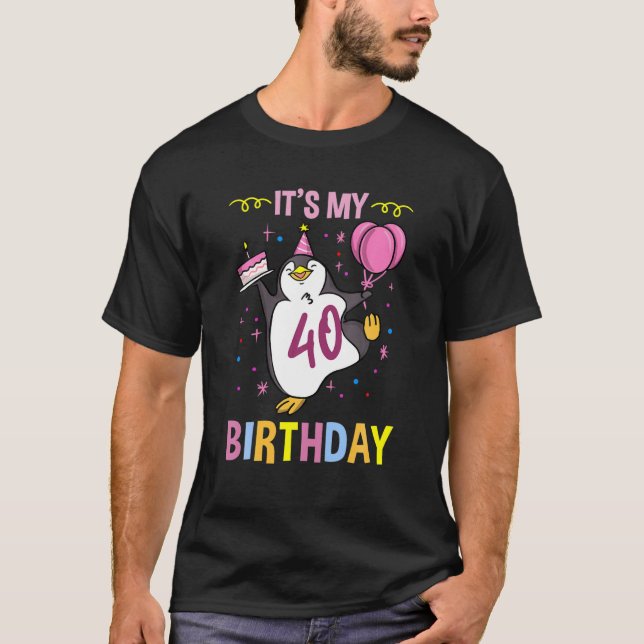 T-shirt C'Est Mon 40E Pingouin Anniversaire (Devant)