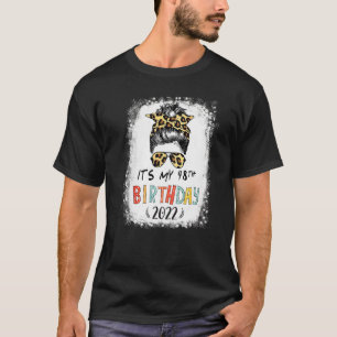 T-shirt C'est mon 48e anniversaire fille Leopard Messy Bun