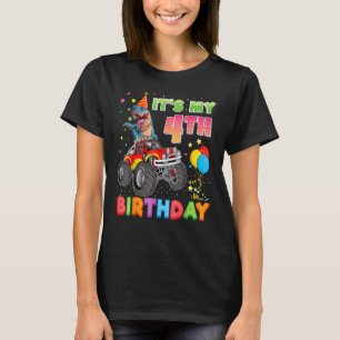 T-shirt C'Est Mon 4E Anniversaire 4 Ans Dinosaure Monster 