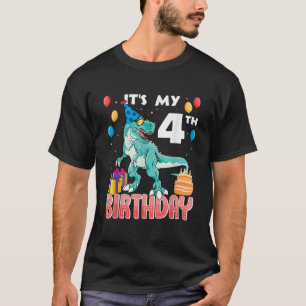 T-shirt C'est mon 4e anniversaire Dino T Rex 4 ans Anniver