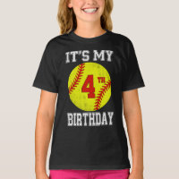 C'est mon 4ème anniversaire Fille Softball 4 ans