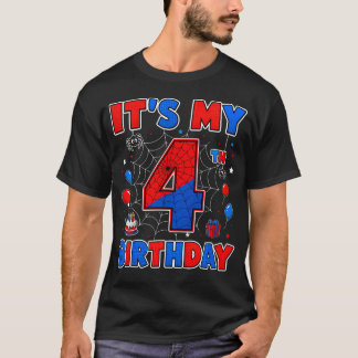 T-shirt C'est mon 4ème anniversaire garçon thème de toile 