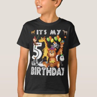 T-shirt C'est mon 5e anniversaire Safari Jungle Animaux Am