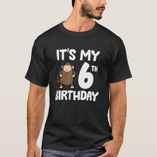 T-shirt C'est mon 6e anniversaire mignon Singe Ape 6e anni (Devant)