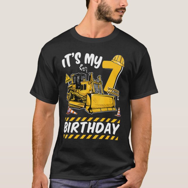 T-shirt C'est mon 7 E anniversaire Excavator Construction  (Devant)