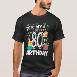 T-shirt C'est mon 80e anniversaire mignonne sucré gâteau M