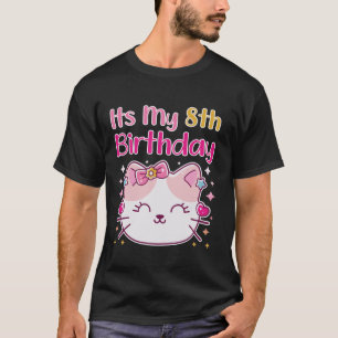 T-shirt C'est mon 8e anniversaire Chat Kitten Fille Matchi