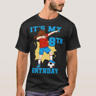 T-shirt C'est mon 8e anniversaire fille de football2