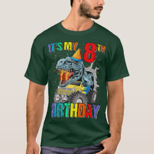 T-shirt C'est mon 8e anniversaire Monster Truck Dinosaur B