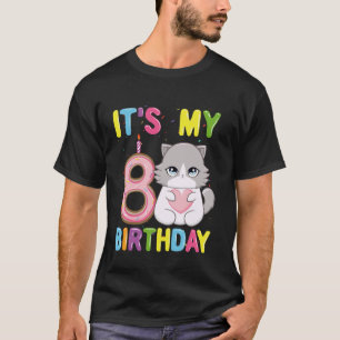 T-shirt C'est mon 8ème anniversaire Fille Chat Ragdoll de