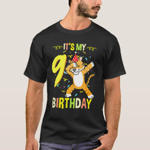 T-shirt C'est mon 9e anniversaire Dabbing Tiger