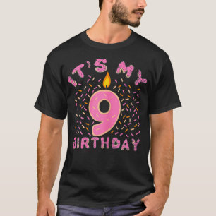 T-shirt C'Est Mon 9e Anniversaire Filles Donut 9 Ans