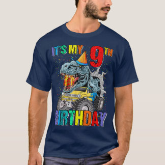 T-shirt C'est mon 9e anniversaire Monster Truck Dinosaur B