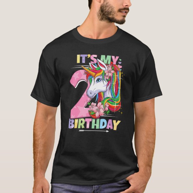 T-shirt C'est mon anniversaire 2e anniversaire fille 2 ans (Devant)
