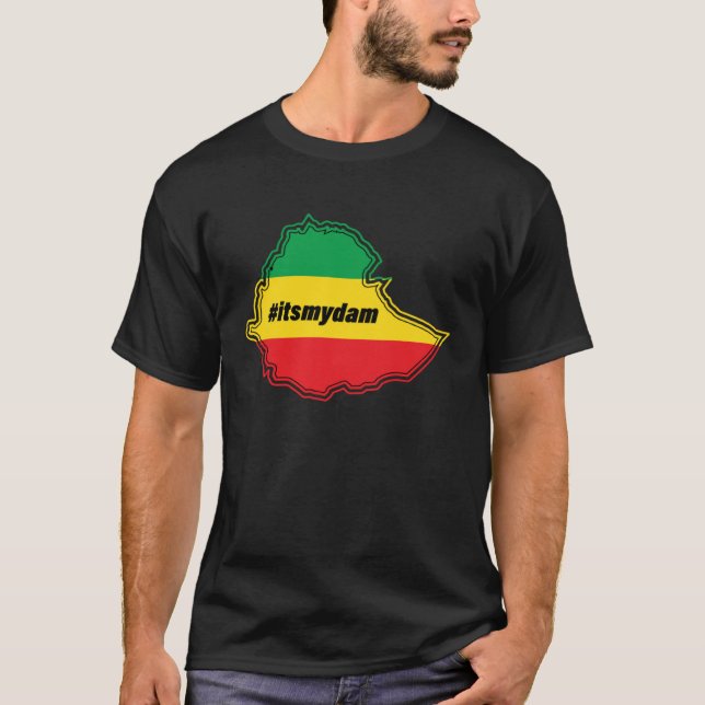 T-shirt C'est mon barrage sur la carte et le drapeau éthio (Devant)