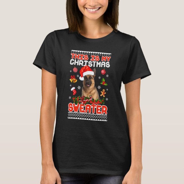 T-shirt C'Est Mon Chandail De Noël Allemand Berger Chien X (Devant)