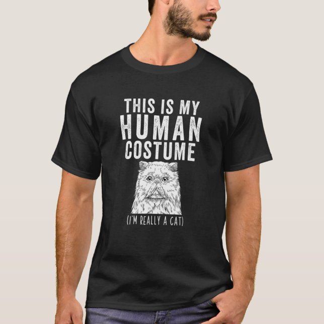 T-shirt C'Est Mon Costume Humain Je Suis Vraiment Un Chat  (Devant)