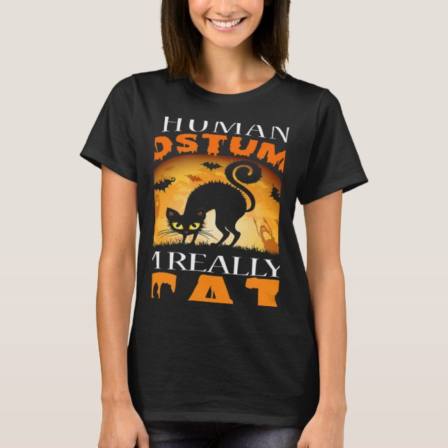 T-shirt C'est mon costume humain Je suis Vraiment un chat  (Devant)