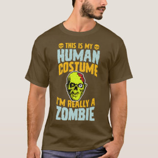 T-shirt C'est mon costume humain Je suis vraiment un Hallo
