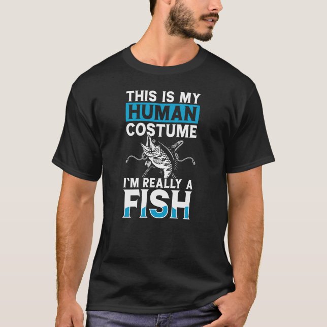 T-shirt C'est mon costume humain Je suis vraiment un poiss (Devant)