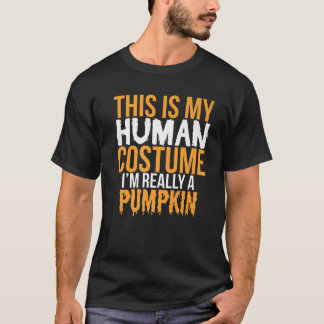 T-shirt C'Est Mon Costume Humain Vraiment Un Citrouille - 