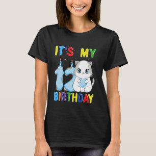 T-shirt C'est mon garçon d'anniversaire 12 ans 12 ans chat