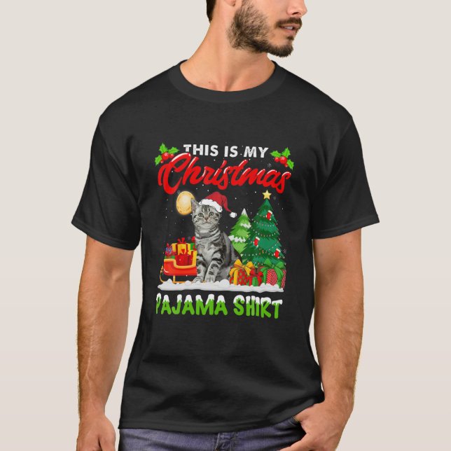 T-shirt C'Est Mon Pajama Américain Shorthair Cat De Noël (Devant)