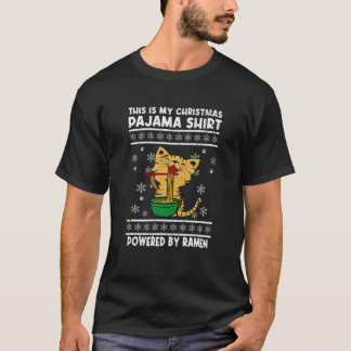 T-shirt C'Est Mon Pajama De Noël Alimenté Chat Père Noël L