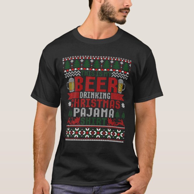 T-shirt C'Est Mon Pajama De Noël Amoureux De La Bière (Devant)