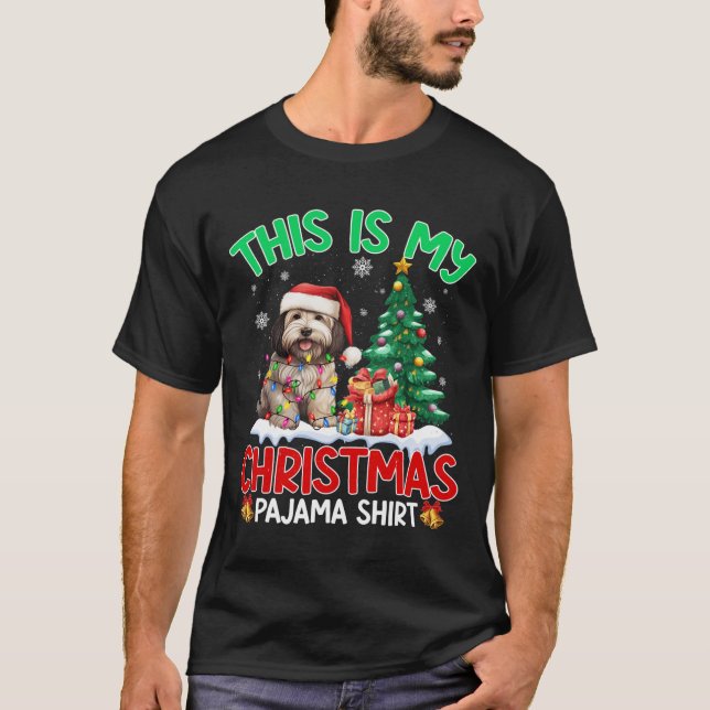 T-shirt C'Est Mon Pajama De Noël Amoureux de les chiens Ha (Devant)