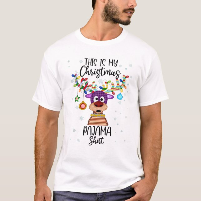 T-shirt C'Est Mon Pajama Reindeer De Noël Lumières F (Devant)