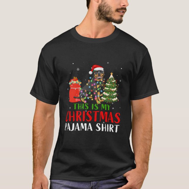 T-shirt C'Est Mon Pajama Rottweiler Chien De Noël (Devant)